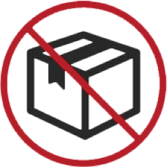 Crossed-out shipping box — everything is in stock in store